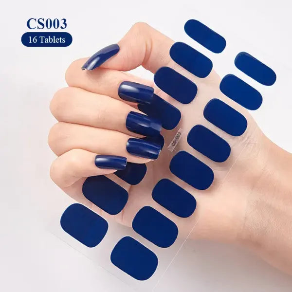 1pc DIY Baking-free Nail Stickers Long-Lasting Solid Color Fresh Flowers Christmas Autumn Nail Strips Patch Full Cover