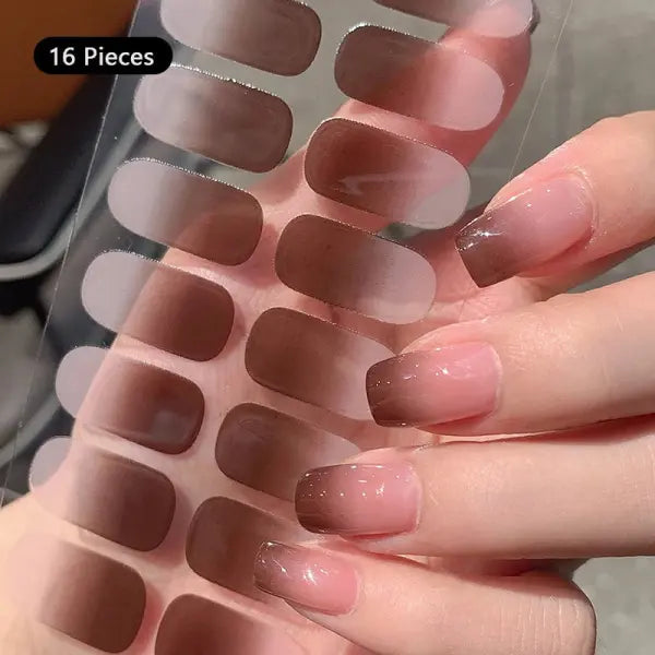 1pc DIY Baking-free Nail Stickers Long-Lasting Solid Color Fresh Flowers Christmas Autumn Nail Strips Patch Full Cover