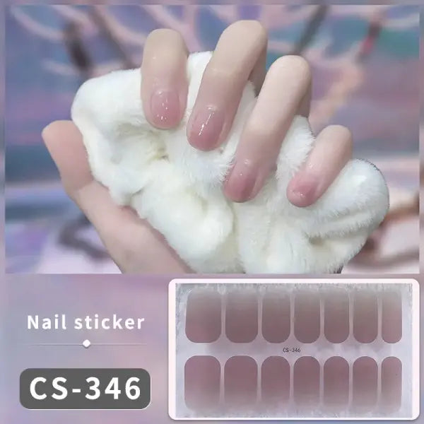 1pc DIY Baking-free Nail Stickers Long-Lasting Solid Color Fresh Flowers Christmas Autumn Nail Strips Patch Full Cover
