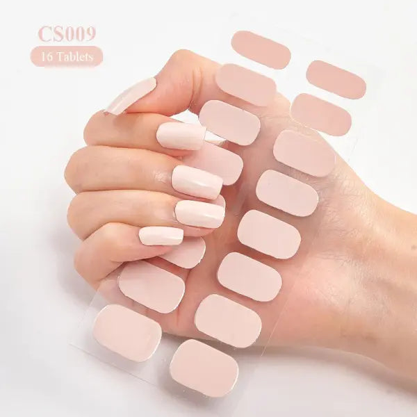 1pc DIY Baking-free Nail Stickers Long-Lasting Solid Color Fresh Flowers Christmas Autumn Nail Strips Patch Full Cover