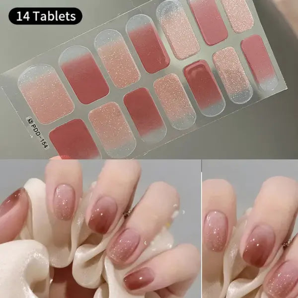 1pc DIY Baking-free Nail Stickers Long-Lasting Solid Color Fresh Flowers Christmas Autumn Nail Strips Patch Full Cover