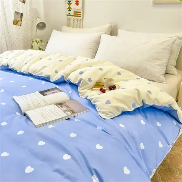 1Pc Duvet Cover 150*200 RU Single Quilt Bag Nordic Style Comforter Covers Grey Heart Printed Home Student Dormitory Bed