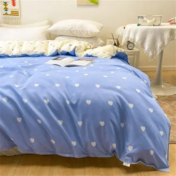 1Pc Duvet Cover 150*200 RU Single Quilt Bag Nordic Style Comforter Covers Grey Heart Printed Home Student Dormitory Bed