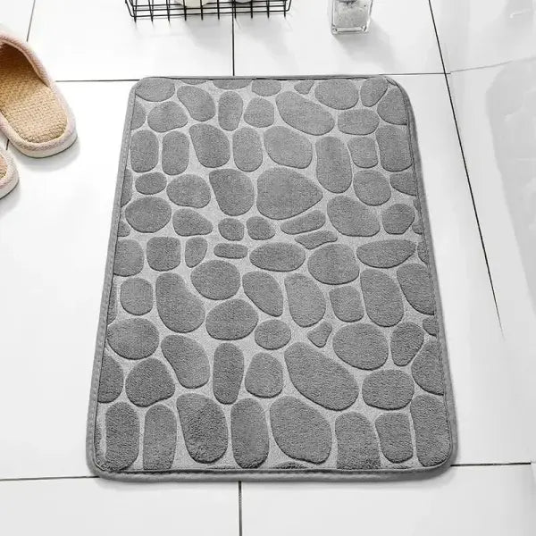Embossed fiber carpet pebble floor mat for unisex microfiber anti slip - Grey