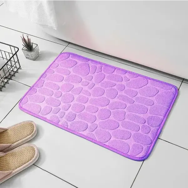 Embossed fiber carpet pebble floor mat for unisex microfiber anti slip - purple