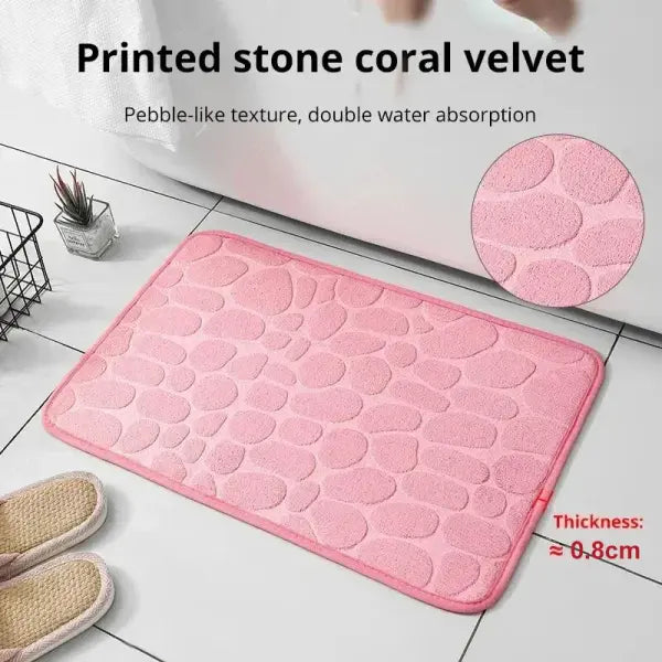 Embossed fiber carpet pebble floor mat for unisex microfiber anti slip