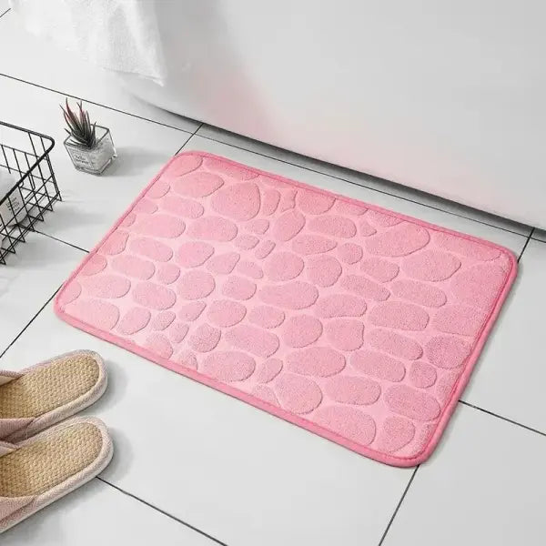 Embossed fiber carpet pebble floor mat for unisex microfiber anti slip - pink