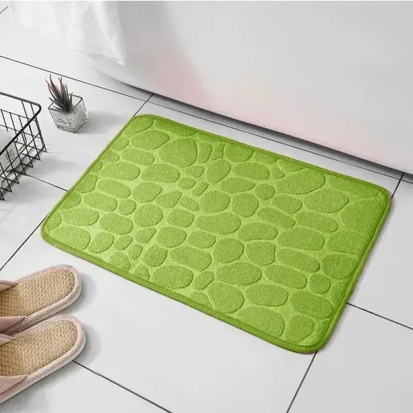 Embossed fiber carpet pebble floor mat for unisex microfiber anti slip - green