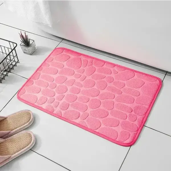 Embossed fiber carpet pebble floor mat for unisex microfiber anti slip - rose red