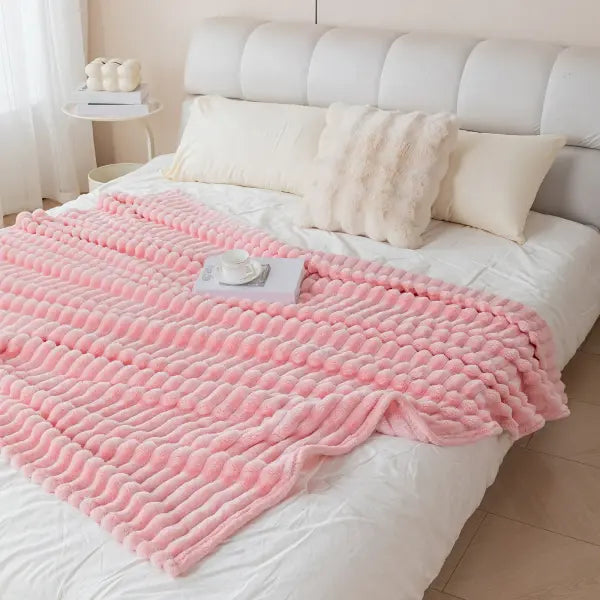 1pc flannel blanket - soft comfortable warm nap blanket Christmas exquisite gift blanket available in multiple colors