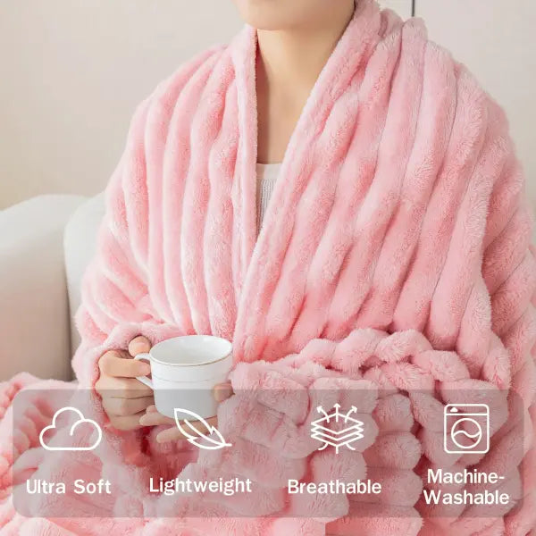 1pc flannel blanket - soft comfortable warm nap blanket Christmas exquisite gift blanket available in multiple colors