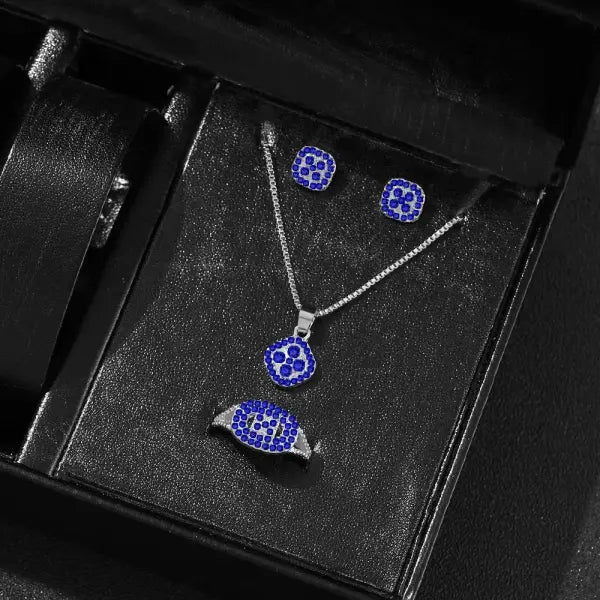 1PC Luxury Cube Jewelry Set – Elegant Women’s Necklace Earrings & Ring Gift Set for Valentine’s Day or Christmas