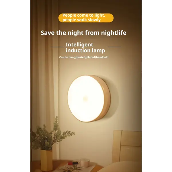 1pc Motion Sensor Night Light - Wireless LED Detector Lamp for Bedroom Staircase Closet and Room Decor- - Cold White
