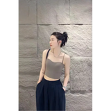 1pc Popular Cool Solid Knitted Yoga Gym Tank Top Bra Seamless Skin-Friendly U-Back Vest with Fixed Chest Pad Suspender