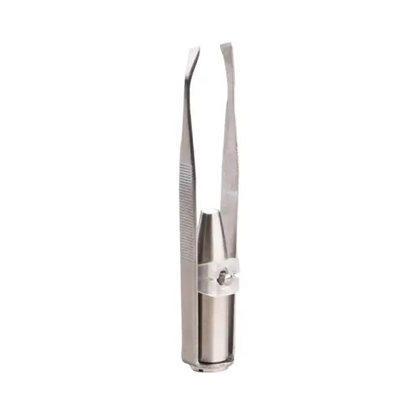 1pc Portable Stainless Steel Smart Design Eyebrow Hair Remove Tweezer With LED Light Makeup Tool - Cross Striation