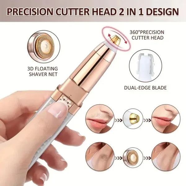 Rechargeable 2-in-1 Eyebrow Razor for Painless Peach Fuzz Hair Removal - Himpall