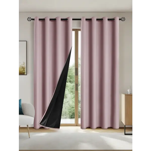 Solid Color 100% Blackout Curtain for Sun Protection 1pc - Pink / W300cmxH260cm 1PC / Grommet Top