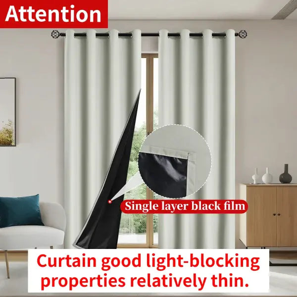 Solid Color 100% Blackout Curtain for Sun Protection 1pc