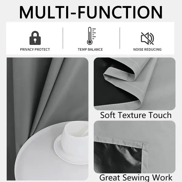 Solid Color 100% Blackout Curtain for Sun Protection 1pc