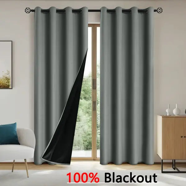 Solid Color 100% Blackout Curtain for Sun Protection 1pc - Dark Grey / W132cmxH241cm 1PC / Grommet Top