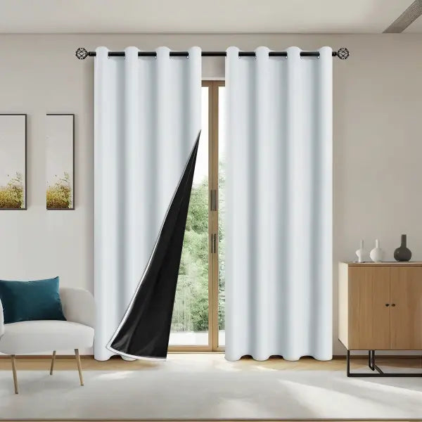 Solid Color 100% Blackout Curtain for Sun Protection 1pc - white / W150cmxH260cm 1PC / Grommet Top