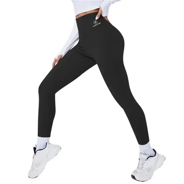 Women’s High-Waist Yoga Leggings - Sexy Butt-Lifting Gym Tights - Push-Up Running & Fitness Pants - M / Plane Black