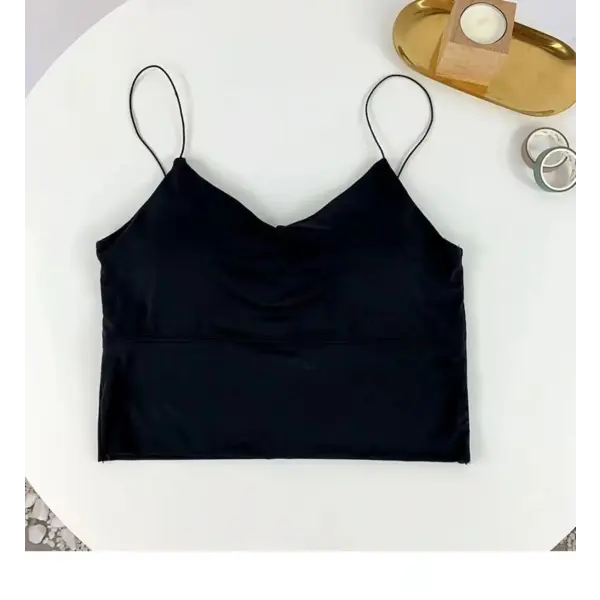 1pc Women Sexy Solid Color Camisole Ice Silk Tube Seamless Sports Tank Top Wireless Underwear Padded Bra Bralette Vest