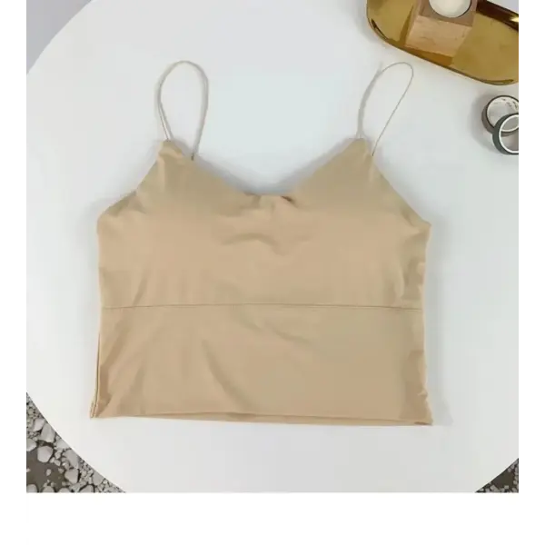 1pc Women Sexy Solid Color Camisole Ice Silk Tube Seamless Sports Tank Top Wireless Underwear Padded Bra Bralette Vest