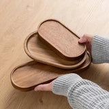 Premium Wooden Serving Tray Oval Solid Wood Food Platter & Rustic Dessert Plate for Appetizers