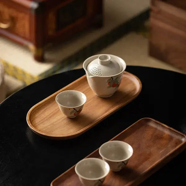 Premium Wooden Serving Tray Oval Solid Wood Food Platter & Rustic Dessert Plate for Appetizers