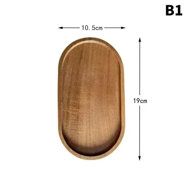 Premium Wooden Serving Tray Oval Solid Wood Food Platter & Rustic Dessert Plate for Appetizers - B1