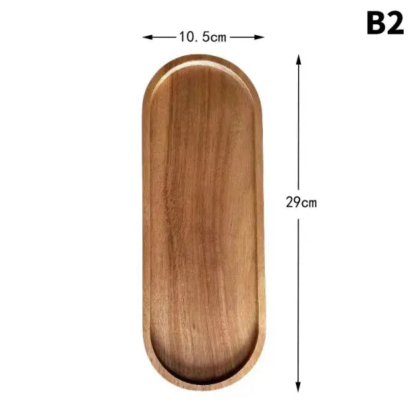 Premium Wooden Serving Tray Oval Solid Wood Food Platter & Rustic Dessert Plate for Appetizers - B2