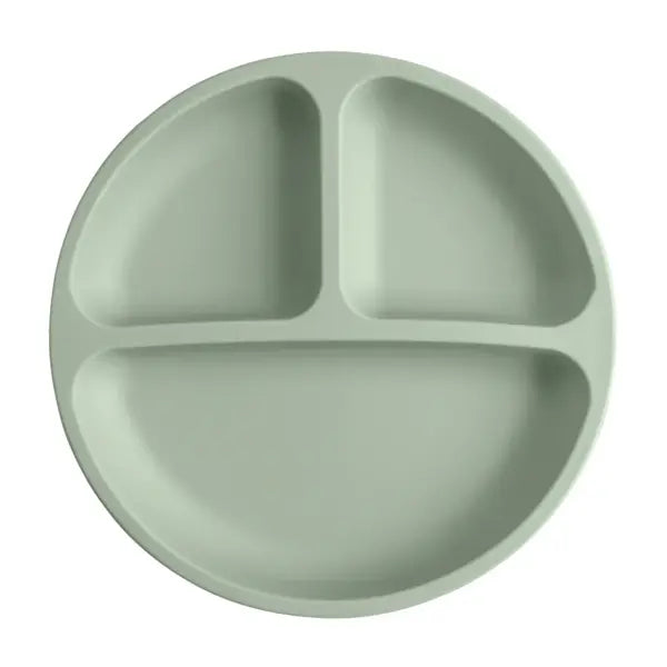 1PC Baby Silicone Suction Plate – BPA-Free Toddler Feeding Bowl for Kids Safe Dining Tableware - 55-Sage