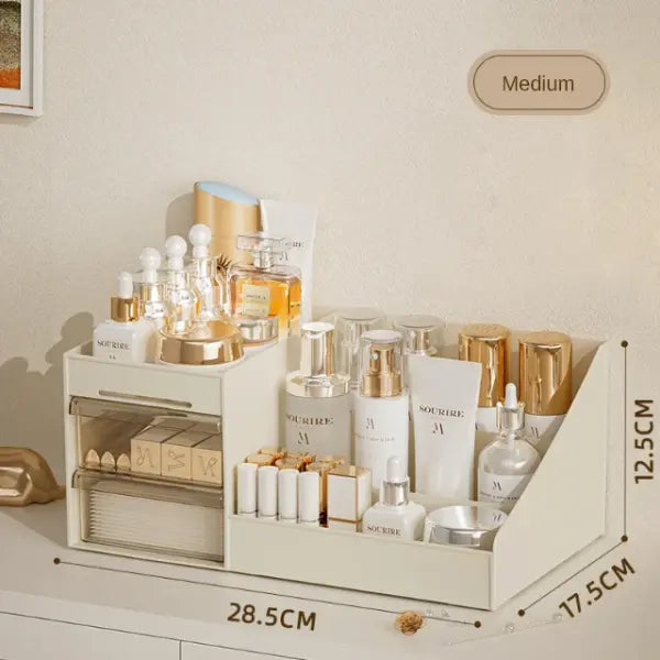 Multi-Layer Desktop Cosmetic Organizer: Dormitory Makeup Storage & Display Case with Drawers - M / Other