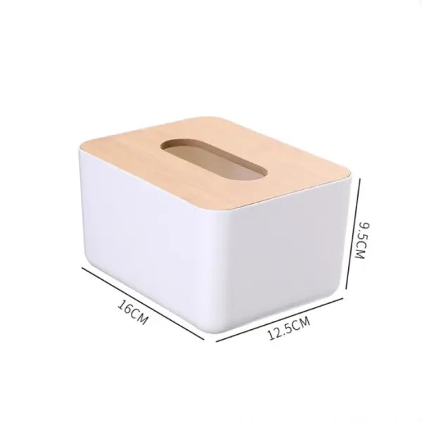 Clear Cotton Swab Holder with Bamboo Lid Plastic Bathroom Storage Jar for Q-Tips - 04 Tissue box