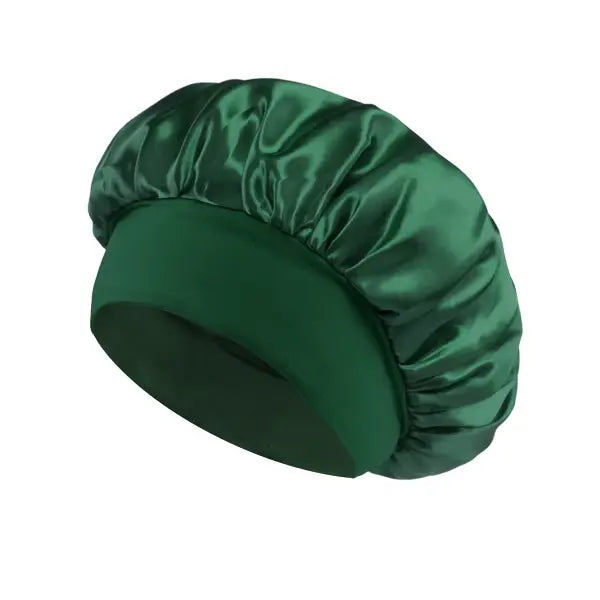 Satin Lined Bonnet Hair Wrap for Women (Soft Silk Satin) – Sleep Cap - Dark Green