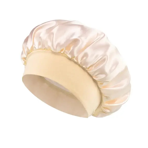 Satin Lined Bonnet Hair Wrap for Women (Soft Silk Satin) – Sleep Cap - Beige