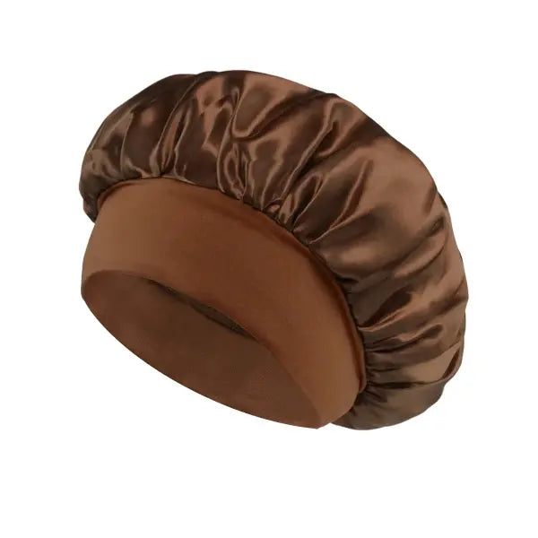 Satin Lined Bonnet Hair Wrap for Women (Soft Silk Satin) – Sleep Cap - Brown