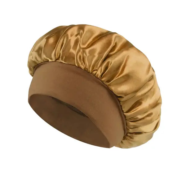 Satin Lined Bonnet Hair Wrap for Women (Soft Silk Satin) – Sleep Cap - Gold