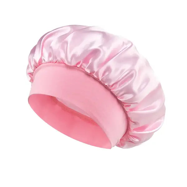 Satin Lined Bonnet Hair Wrap for Women (Soft Silk Satin) – Sleep Cap - Pink