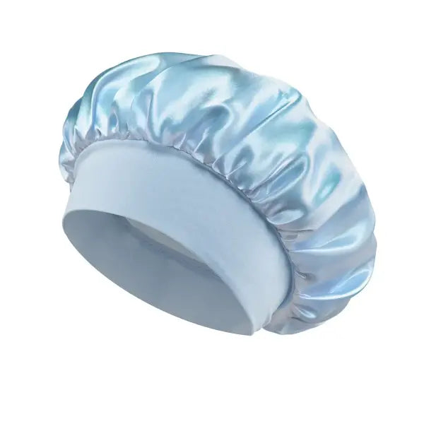 Satin Lined Bonnet Hair Wrap for Women (Soft Silk Satin) – Sleep Cap - Light Blue