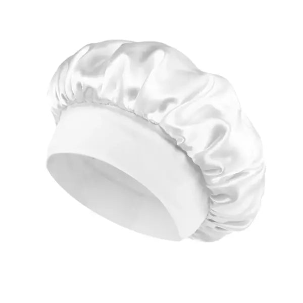 Satin Lined Bonnet Hair Wrap for Women (Soft Silk Satin) – Sleep Cap - White