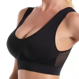 1pcs Women Sports Bra Large Size No Steel Ring Seamless Underwear Removable Chest Pad Runing Sport Hollow Mesh Vest