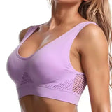 1pcs Women Sports Bra Large Size No Steel Ring Seamless Underwear Removable Chest Pad Runing Sport Hollow Mesh Vest