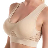 1pcs Women Sports Bra Large Size No Steel Ring Seamless Underwear Removable Chest Pad Runing Sport Hollow Mesh Vest