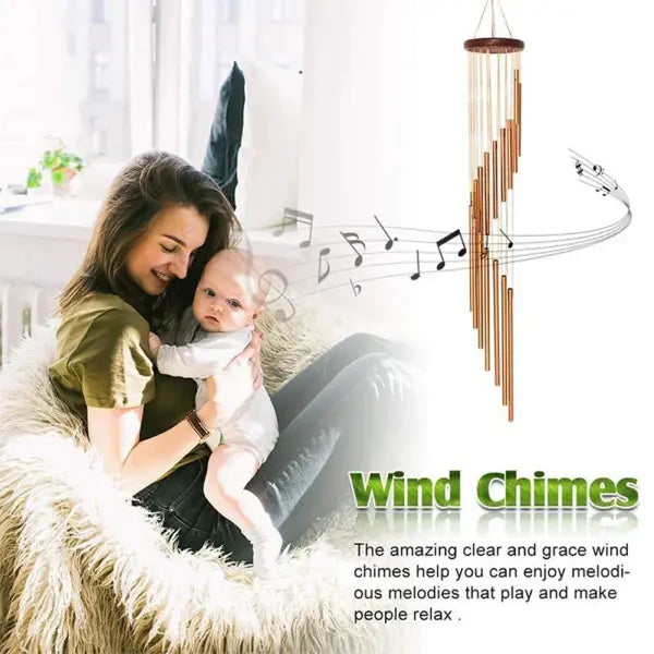 1piece 12 Tubes Aluminum Alloy Wind Chimes with Hook Gold/silver Bells for Outside Home Wedding Party Memorial
