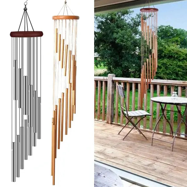1piece 12 Tubes Aluminum Alloy Wind Chimes with Hook Gold/silver Bells for Outside Home Wedding Party Memorial