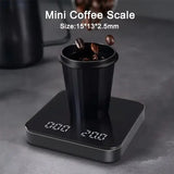 1Set Electronic Coffee Scale with Silicone Pad Digital Coffee Scale with Timer LED Display USB Charging Home Cafe