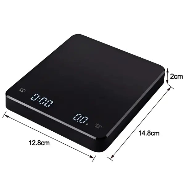 Electronic Coffee Scale with Timer & Silicone Pad LED Digital USB Charging Scale for Home Barista - Black / 3Kg 0.1g