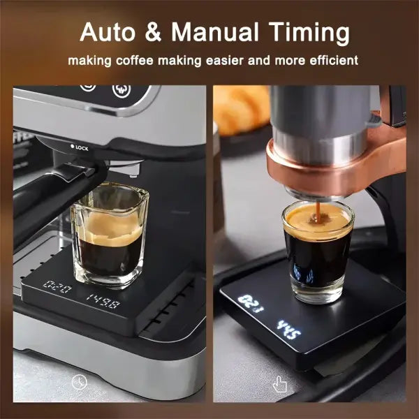 1Set Electronic Coffee Scale with Silicone Pad Digital Coffee Scale with Timer LED Display USB Charging Home Cafe